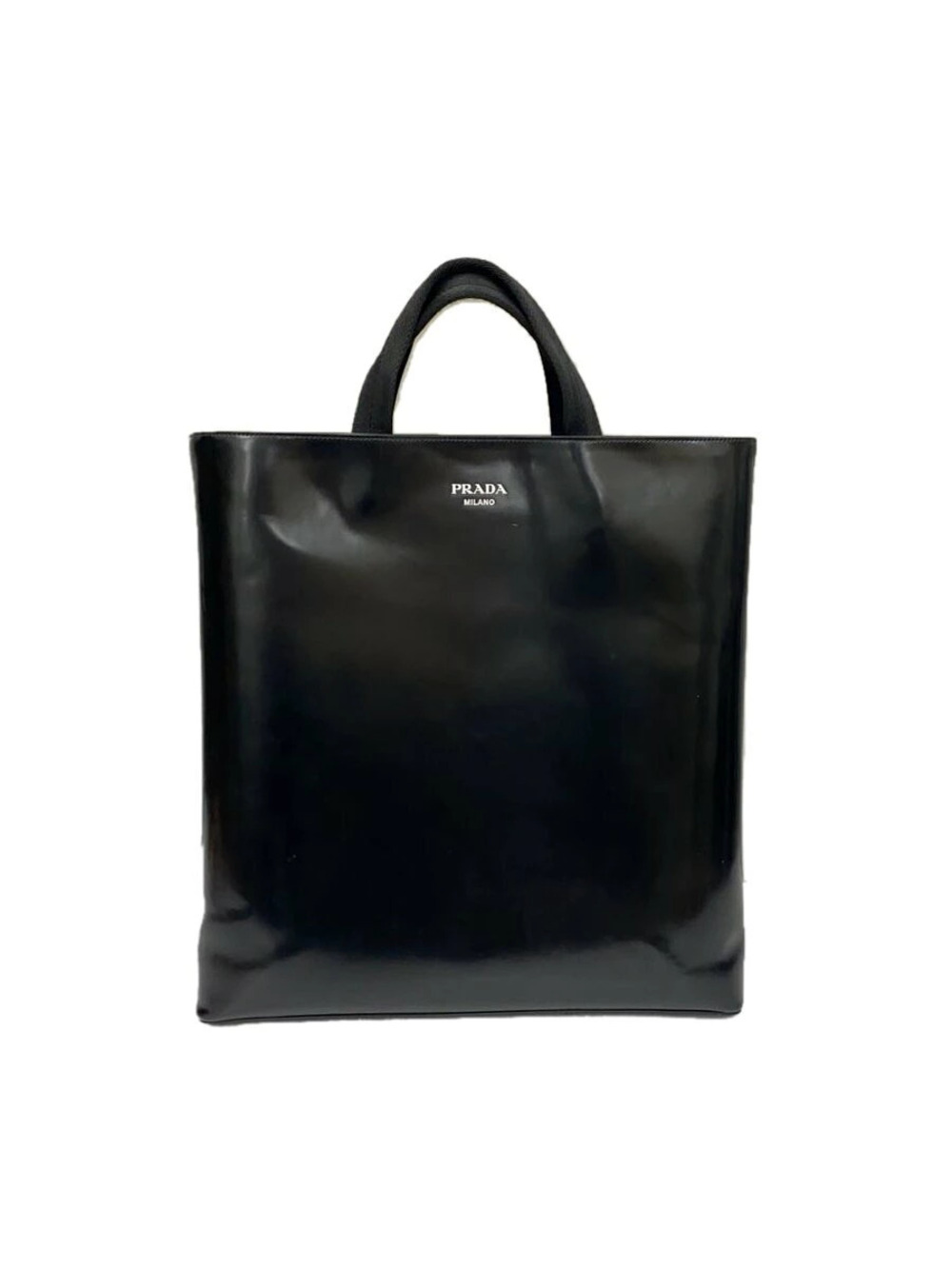 Prada Spazzolato leather tote bag sleek Gloss finish Black